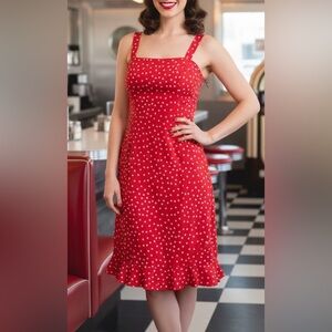 Vintage Lernie womens dot maxi dress sz 6 peanut clasic retro spain lighweight